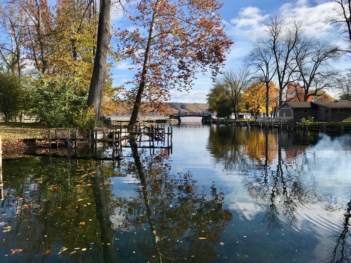 Taughannock's marina amid placid waters Taughannock's marina amid placid waters