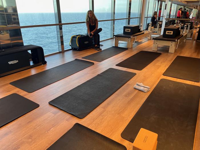 The yoga studio at the fitness center The yoga studio at the fitness center